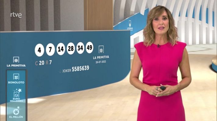 Loterías - Sorteo de la Lotería Nacional, Bonoloto, Primitiva y Jóker del 28/07/2022