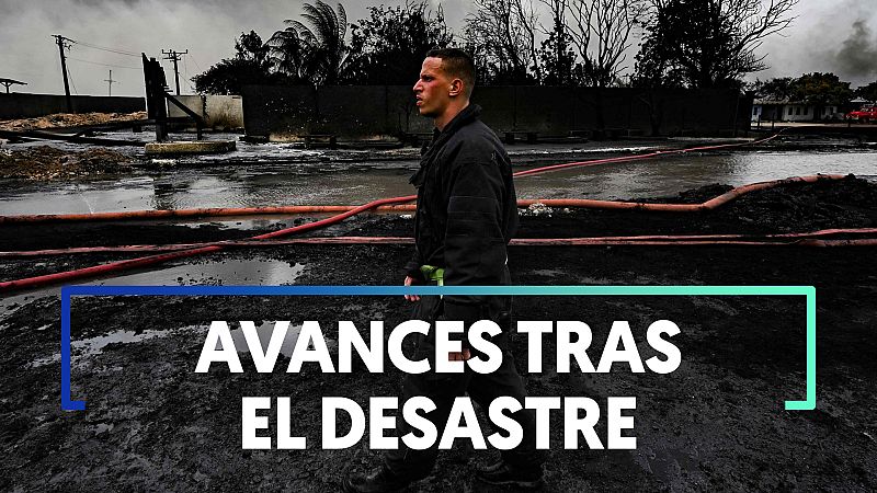 Los bomberos de Cuba logran entran al depósito de combustible incendiado