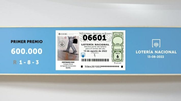 SELAE - Sorteo de la Lotería Nacional del 13/08/2022