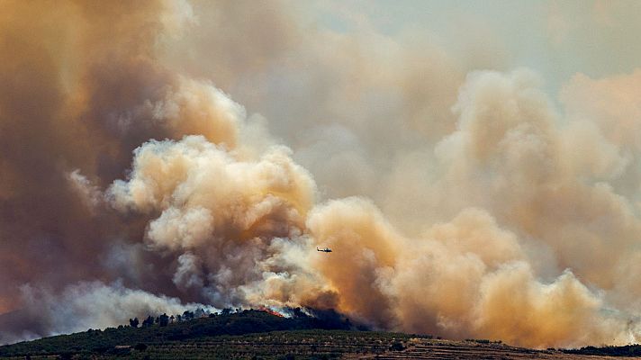 Telediario 1 - El fuego acorraló a un grupo de bomberos en el incendio de Bejís: "Había llamas de casi 20 metros"