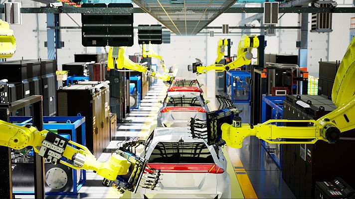 Telediario 1 - Faltan chips para fabricar coches y se triplica el tiempo de espera en la compra de un coche eléctrico