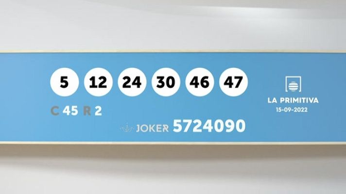 SELAE - Sorteo de la Lotería Primitiva y Joker del 15/09/2022