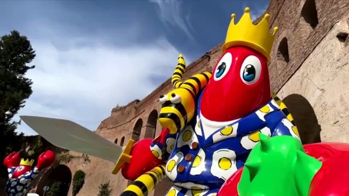 Telediario 1 - Langostas inspiradas en Picasso, Warhol o Dalí han tomado las calles de Roma