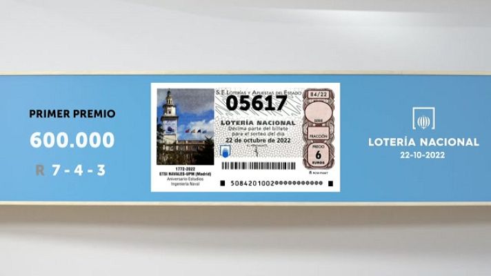 SELAE - Sorteo de la Lotería Nacional del 22/10/2022