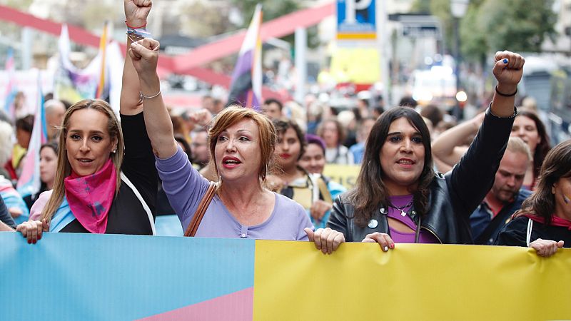 Manifestación en Madrid para pedir al PSOE no retrasar la tramitación de la ley trans | Ver