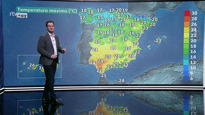 El tiempo - Temperaturas máximas en descenso en la mitad sur del litoral mediterráneo y Baleares