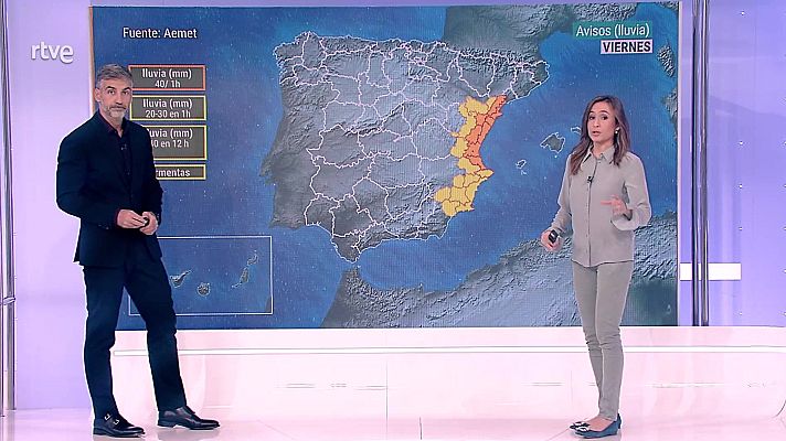El tiempo - Precipitaciones fuertes o persistentes en la Comunidad Valenciana, extremo sur de Cataluña, este de Murcia y mitad oeste de Baleares