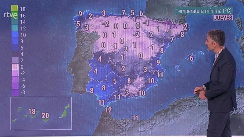 Intervalos de viento fuerte en la costa de Galicia, Ampurdán y Menorca. Heladas moderadas en Pirineos - ver ahora