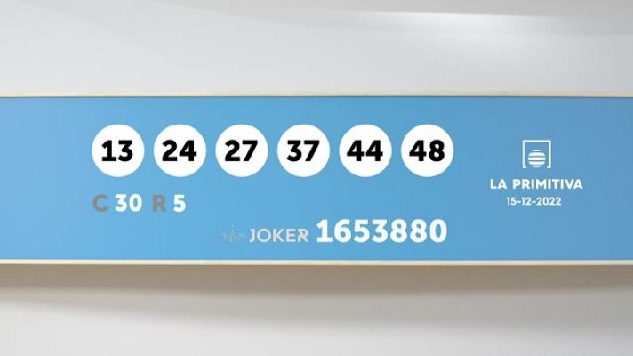 SELAE - Sorteo de la Lotería Primitiva y Joker del 15/12/2022