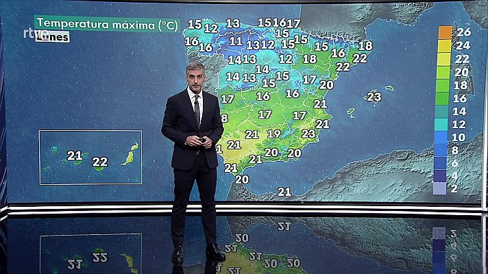 El tiempo - Precipitaciones localmente fuertes y/o persistentes en el oeste y sur de Galicia. Precipitaciones localmente fuertes en las islas occidentales de Canarias