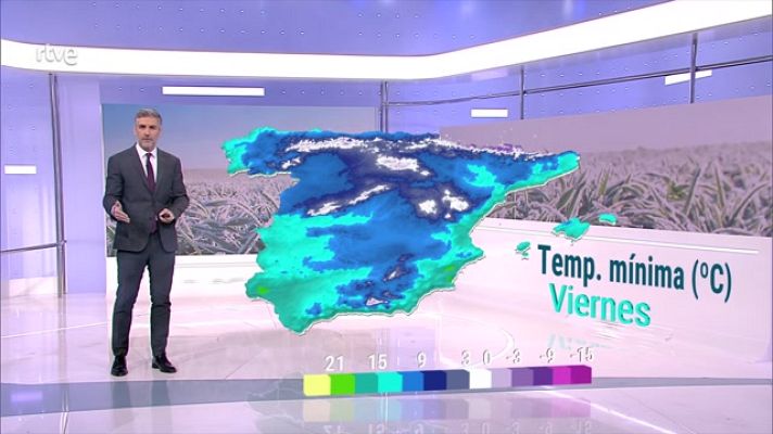 El tiempo - Nevadas en el entorno del Cantábrico oriental y norte del sistema Ibérico. Heladas generalizadas en el interior peninsular
