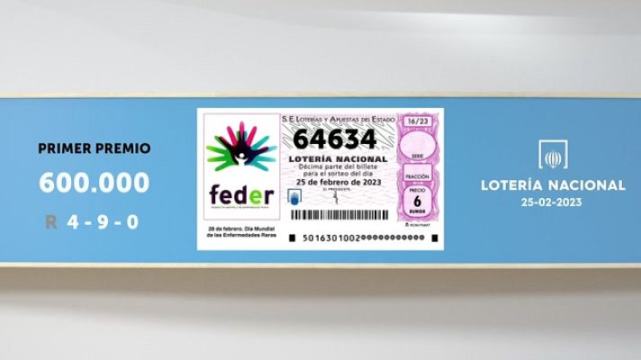 SELAE - Sorteo de la Lotería Nacional del 25/02/2023