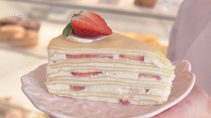 Ahora o nunca - Tarta de mille crepes con crema de chocolate blanco y fresas