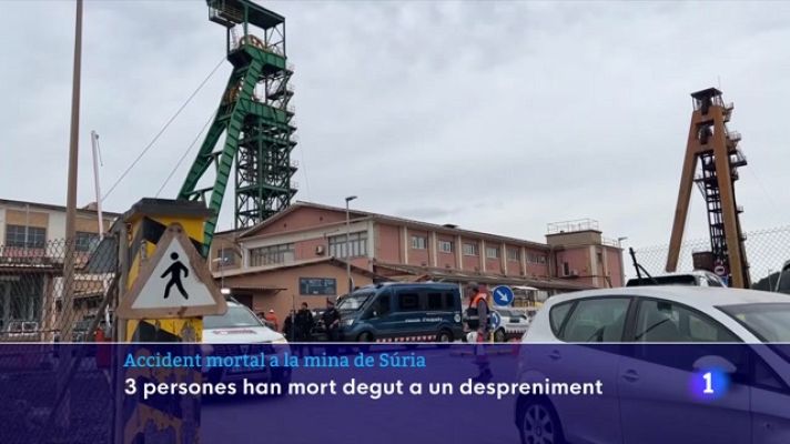 L'Informatiu - Tres persones haurien mort en un despreniment d'una galeria a la mina de Súria