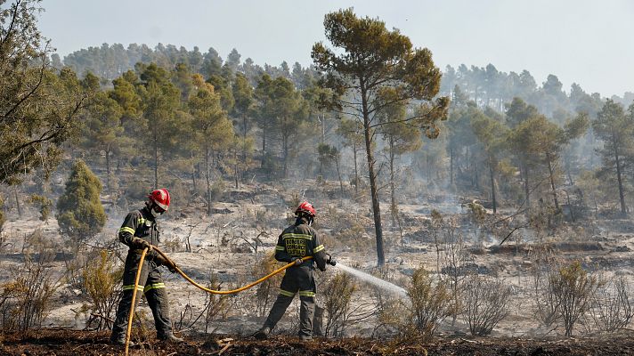 Telediario 1 - Sexta jornada de incendio en Castellón marcada por la tregua del viento