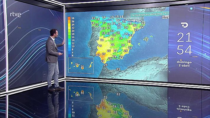 El tiempo - Nevadas en Pirineos. Intervalos de viento fuerte en el tercio noreste peninsular y Baleares