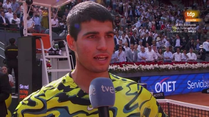 Mutua Madrid Open | Carlos Alcaraz: \"Leo bien los partidos y sabía que iba a tener oportunidad de remontar\" -- Ver ahora