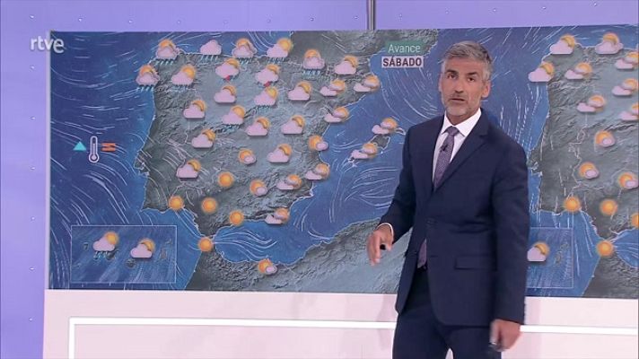 El tiempo - Nuboso en el noroeste de Galicia e intervalos nubosos en el área cantábrica, con precipitaciones débiles