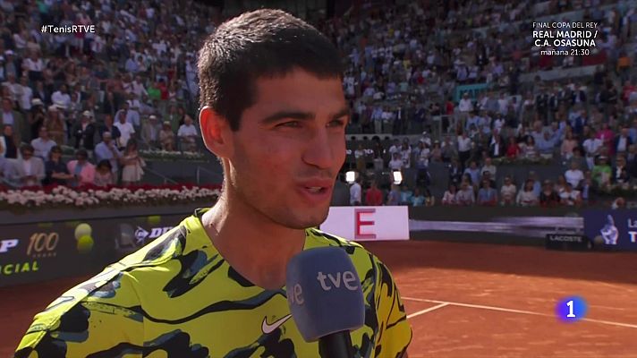 \"Estoy hecho un toro\". Así se ha animado Carlos Alcaraz para afrontar a Borna Coric en el Mutua Madrid Open -- Ver ahora