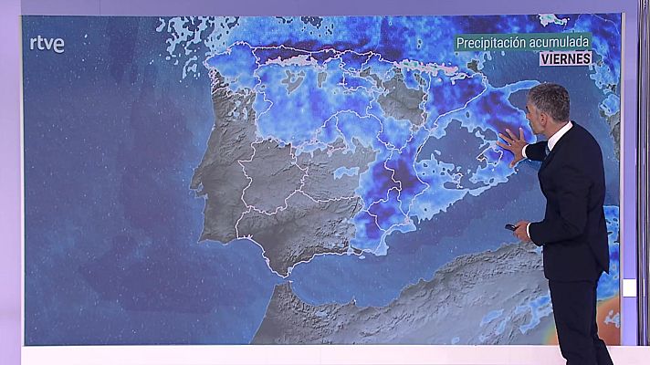 El tiempo - Precipitaciones persistentes en el litoral vasco, y localmente fuertes en la mitad este de Cataluña