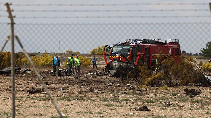Telediario Fin de Semana - Un caza F-18 se estrella en la Base Aérea de Zaragoza