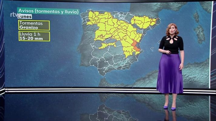 El tiempo - Probabilidad de chubascos y tormentas localmente fuertes en amplias zonas del interior peninsular y en Baleares