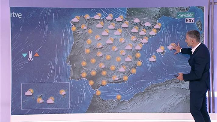 El tiempo - Chubascos localmente fuertes acompañados de tormenta en Cataluña y Baleares