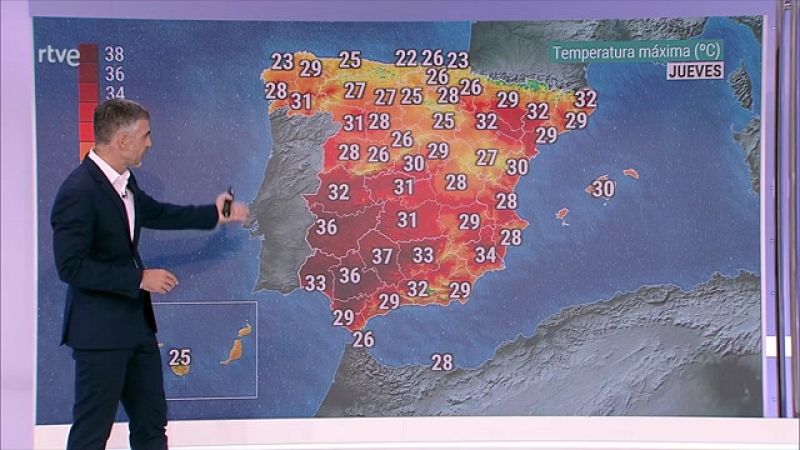 Temperaturas máximas en aumento en general, exceptuando el extremo sureste peninsular, Baleares y Canarias - ver ahora