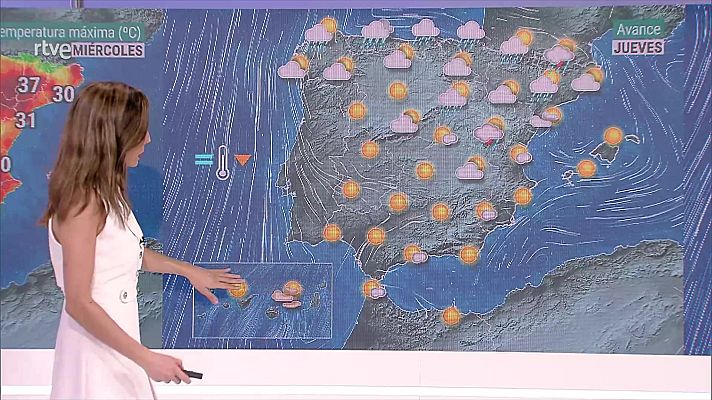 El tiempo - Tormentas localmente fuertes en el sur de la Ibérica, interior del sureste peninsular y entorno de Pirineos orientales