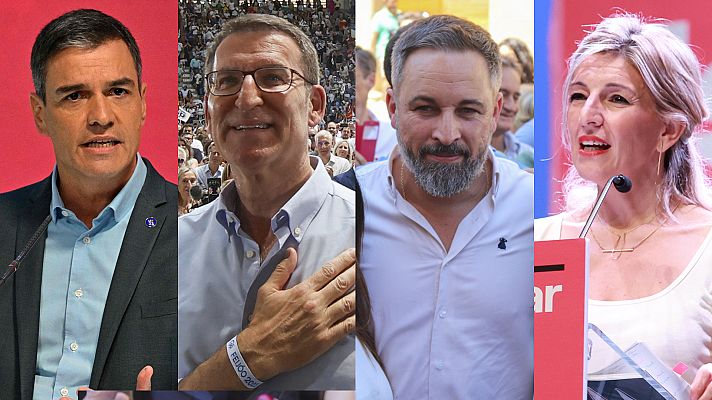 Telediario 1 - Los líderes se vuelcan en el primer y caluroso domingo de la campaña de las elecciones generales del 23J