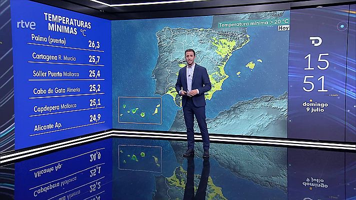 El tiempo - Temperaturas significativamente altas en amplias zonas del sur, centro y nordeste peninsular, así como en Baleares