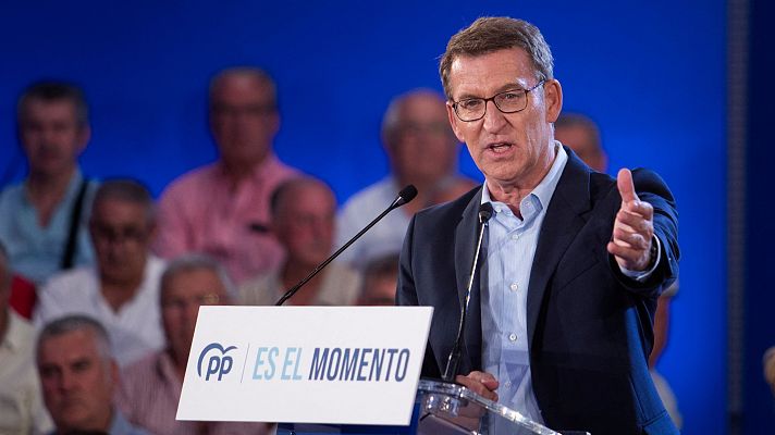 Telediario 1 - Feijóo justifica su ausencia en el debate en RTVE por no estar Junqueras y Otegi entre críticas de PSOE, Vox y Sumar