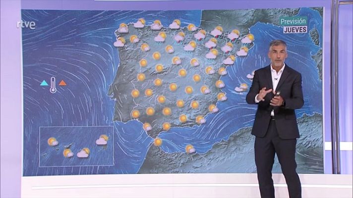 El tiempo - Probabilidad de chubascos y tormentas localmente fuertes en el interior nordeste e interior norte de la Península