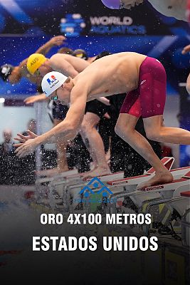 Natación - Estados Unidos se lleva el oro en el 4x100 estilos masculino