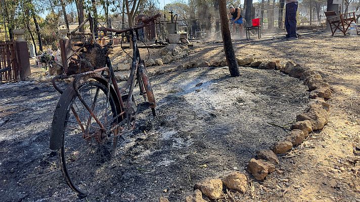 Telediario Matinal - Establizados los incendios de Portbou (Girona) y Bonares (Huelva), pese al fuerte viento