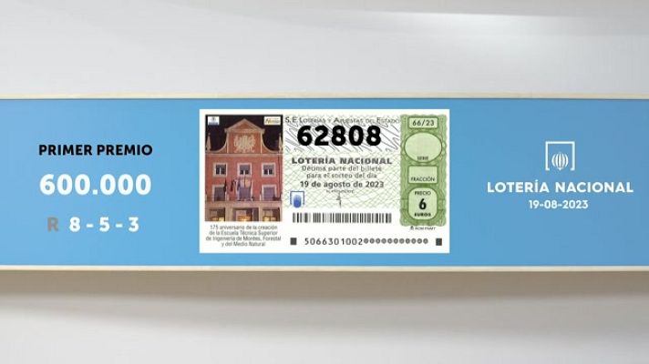 SELAE - Sorteo de la Lotería Nacional del 19/08/2023