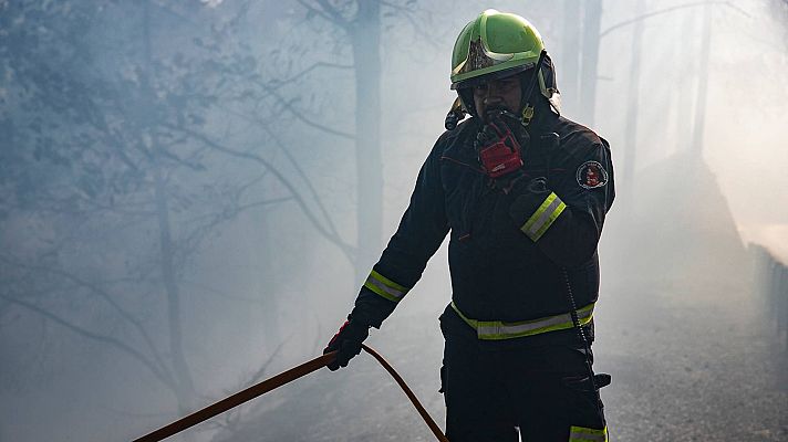Telediario 1 - Incendio en Tenerife: el fuego no avanza pero siguen los rebrotes