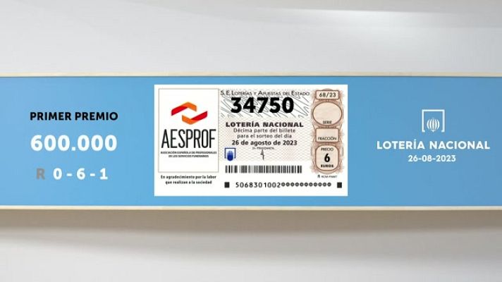 SELAE - Sorteo de la Lotería Nacional del 26/08/2023