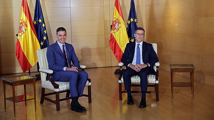 Telediario 1 - Feijóo pide a Sánchez apoyo para una legislatura de dos años y este lo rechaza