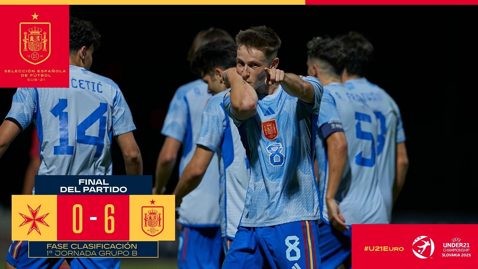 España golea a Malta en su primer partido de clasificación para la Eurocopa sub-21
