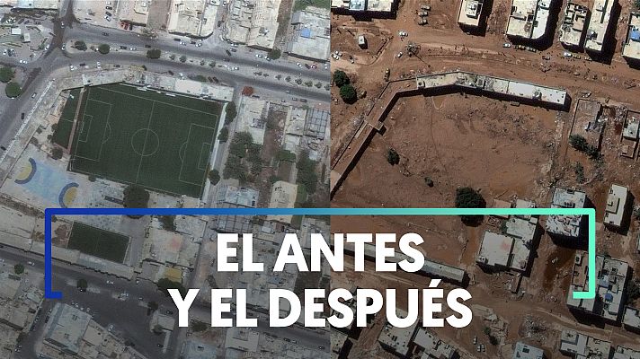 Modo Digital - Libia: Carreteras, puentes y campos de fútbol desaparecidos del mapa en Derna por el ciclón Daniel