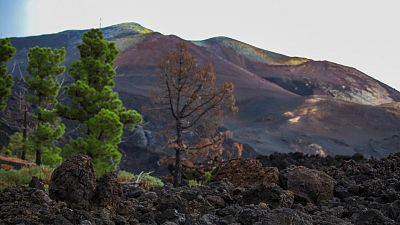 Sobre el cono del volc�n de La Palma, en el segundo aniversario de su erupci�n | Ver