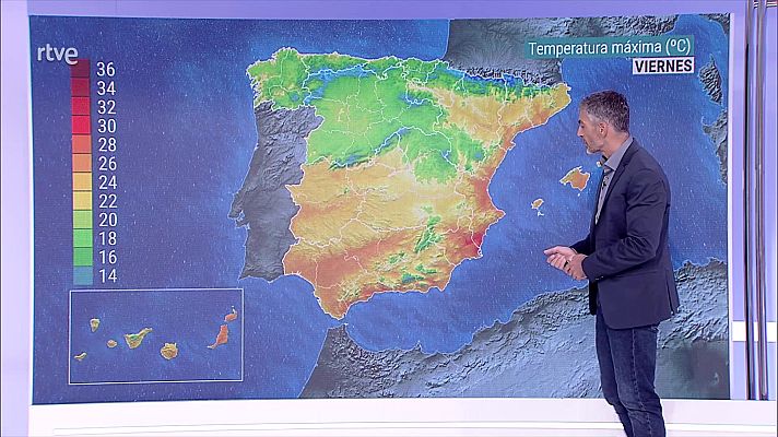 El tiempo - Intervalos de viento fuerte en litorales del área cantábrica. Precipitaciones persistentes en zonas litorales de Cantabria, Pais Vasco y noroeste de Navarra