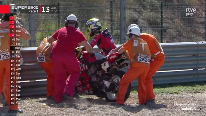 Mundial de Superbike - Álvaro Bautista se cae dos veces en la primera carrera en Aragón y abre la lucha por el Mundial de WSBK