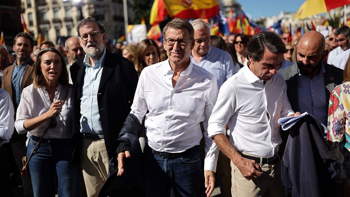 Telediario 1 - El PP celebra el "éxito" de su acto contra la amnistía mientras sigue sin tener apoyos para la investidura de Feijóo