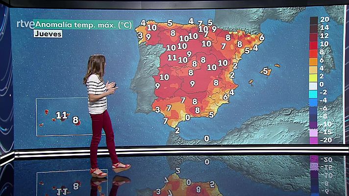 El tiempo - Temperaturas por encima de los valores normales en el centro y nordeste peninsular y, acusadamente, en Canarias