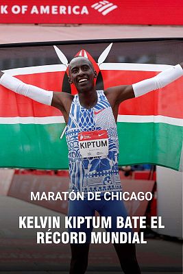 Atletismo - Kelvin Kiptum cruza la línea de meta y bate en Chicago el récord del mundo de Maratón