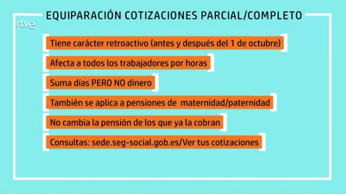 Aquí hay trabajo - Cambio de las cotizaciones a tiempo parcial