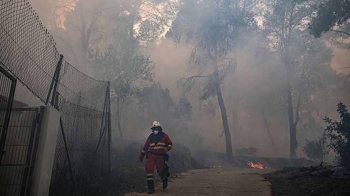 Telediario 1 - El viento complica la extinción del incendio en Montitxelvo