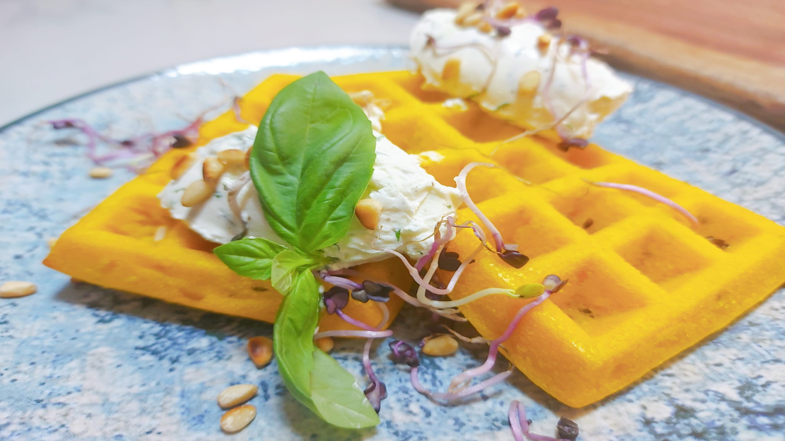 Postre con calabaza: gofre con crema de queso